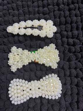 Unbranded Faux Pearl Hair Clip Set White Bow Barrettes Hair Accessories